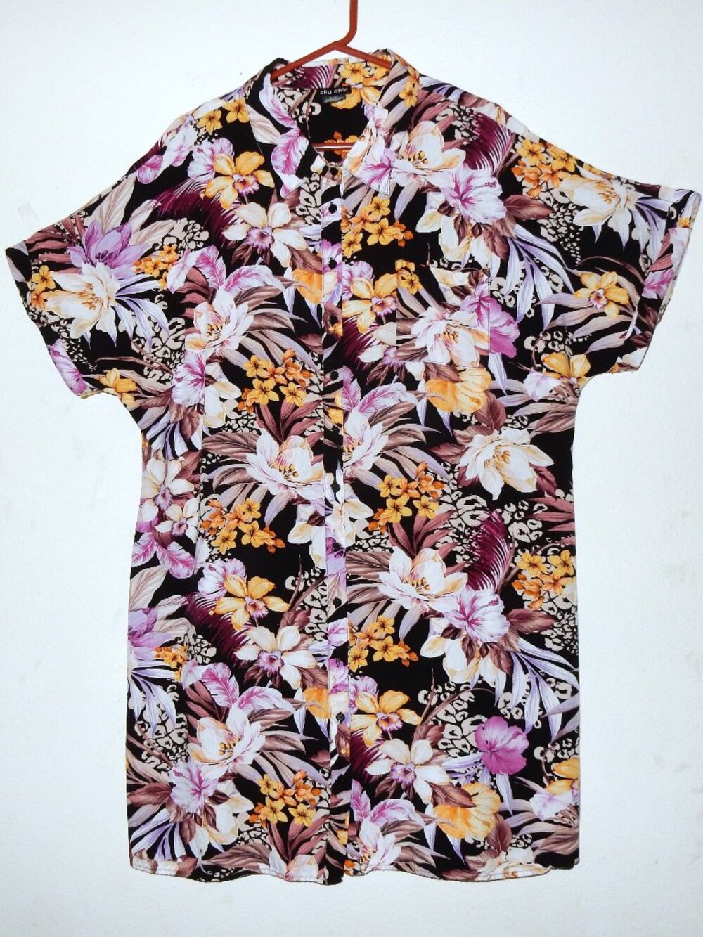 ENDS 9/1 Vintage Pink Hawaiian print button up dress cruise 20 womens 1X